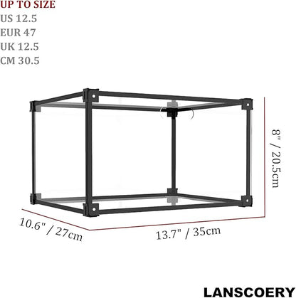LANSCOERY Shoe Storage Box Stackable Shoe Organizer, Clear Acrylic Foldable Shoe Storage Containers Display Case with Magnetic Side Opening Door for Sneakers, Booties, Pumps, Flats, Heels, Set of 1