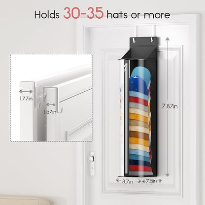 Homsorout Hat Rack for Door and Closet – Large Capacity Hanging Hat Rack Organizer Holds 30-35 Caps, Over the Door Hat Storage Organizer for Bedroom, Entrance or Dorm, 1 Pack, Black
