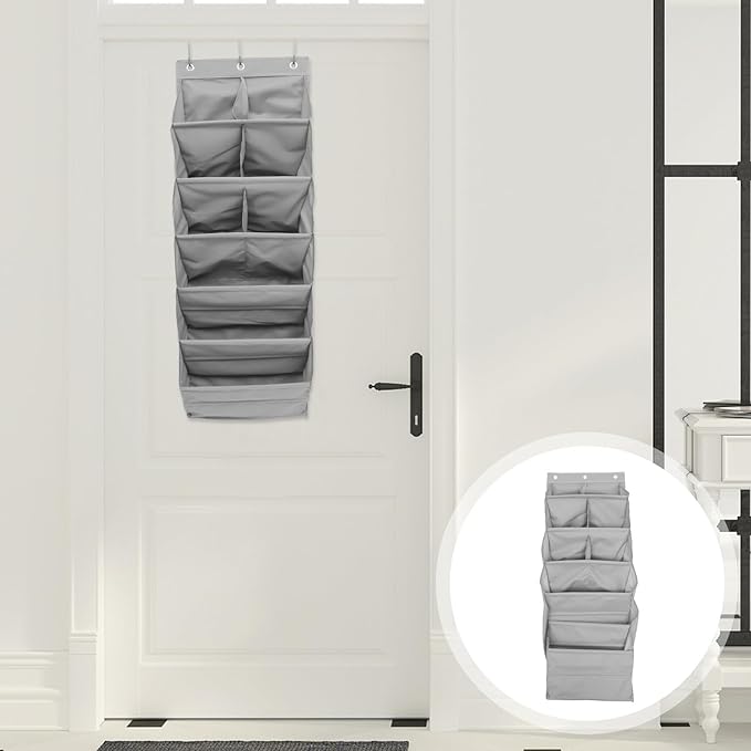 VALICLUD Multi-layer Hanging Storage Bag Over Door Organizer for Shoes and Small Items Large Capacity Wall-mounted Closet Pouch with Compartments Gray Multifunctional Organizer for Living
