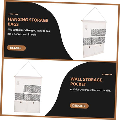 Vaguelly Closet Wall Organizer Wall Storage Pocket Hooks Bar Included Multi-pocket Design