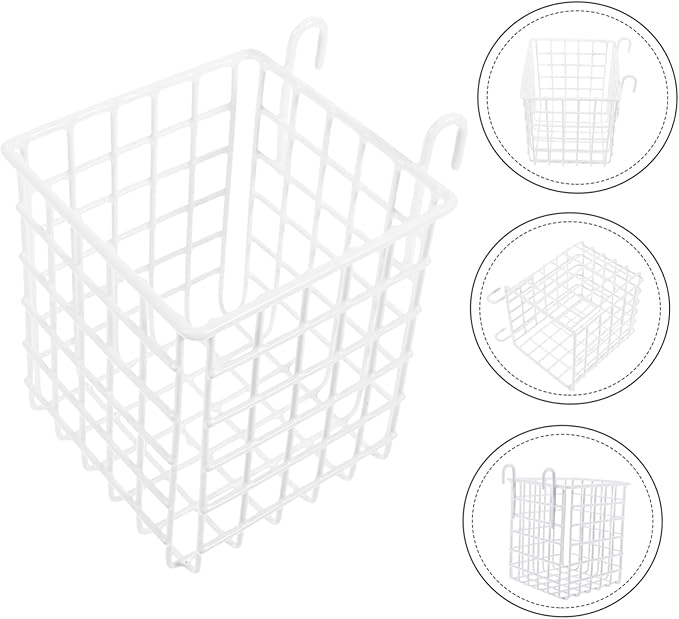 OUNONA Door Wire Basket Organizer for Kitchen and Bathroom Metal Storage Rack Hooks Hanging Cabinet Basket for Pantry and Craft Room Space-Saving Design