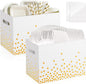 2PCS White and Gold Utensil Holder Paper Utensil Caddy for Engagement Party Supplies Cutlery Holder with Handles Wedding Party Favors Snack Box Disposable Cutlery Caddy for Birthday Decorations