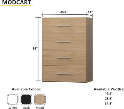 4 Drawer Short Tower Closet Unit, Modular Closet System, Wood Closet System Organizer with Storage for Walk In Closets, Clothing Rack Closet for Hanging Clothes, Bedroom, Wood, 25.5"W