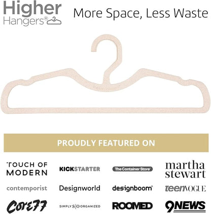 Higher Hangers BioHangers, Sustainable Flaxseed Space Saving Clothes Hangers, Premium Closet Organizers for College Dorms, RVs, & More, Reduces Wrinkles & Clutter, Standard 17", 40 Pack