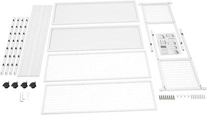 Double-Sided 16 Tier Ribbon Rack, Large Capacity Rolling Ribbon Wrapping Paper Organizer w/Top Shelf & Basket, Movable Metal Storage Cart for Home Retail Studio, 39"x13"x59" (White)