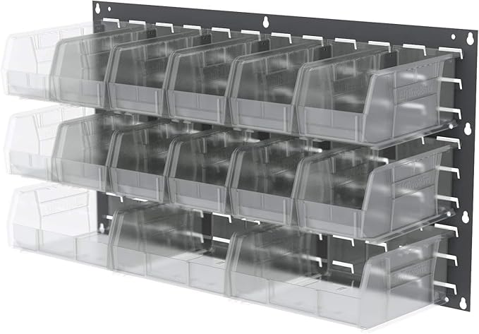 Akro-Mils 30230 AkroBins Plastic Storage Bins, Space-Saving Stackable Bins for Garage, Pantry, Craft Organization, 11" x 5" x 5", Clear, 12-Pack