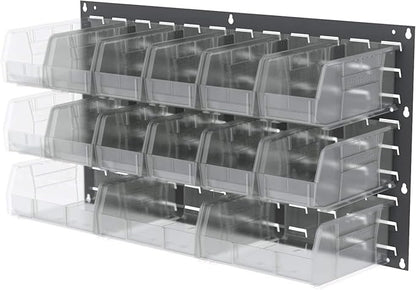 Akro-Mils 30230 AkroBins Plastic Storage Bins, Space-Saving Stackable Bins for Garage, Pantry, Craft Organization, 11" x 5" x 5", Clear, 12-Pack