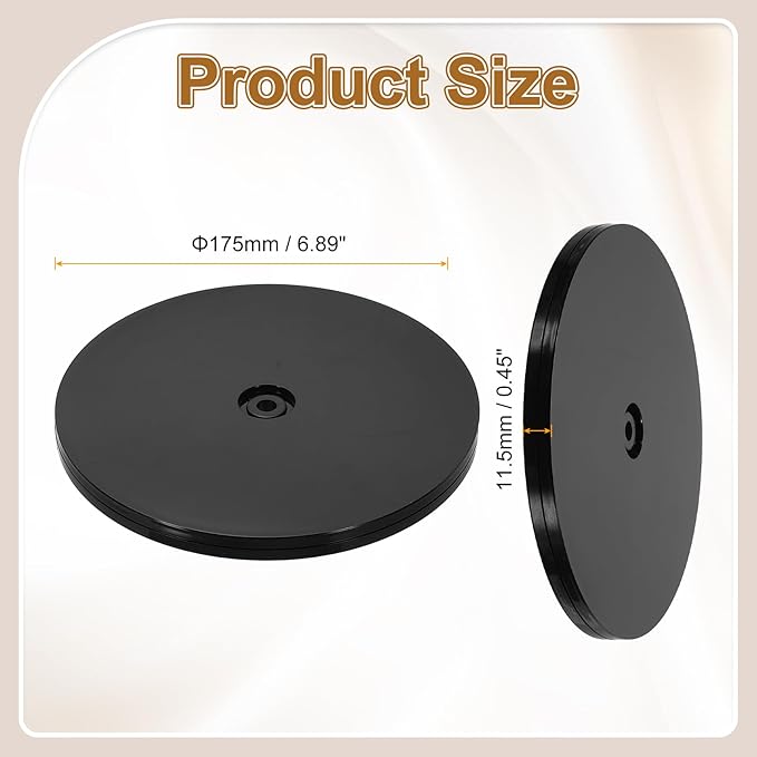 uxcell 1Pack Acrylic Lazy Susan Turntable, 7" Spinner Lazy Susan Turntable Organizer, Acrylic Ball Bearing Rotating Tray for Pantry Spice Rack Decorating, Black