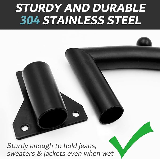 Folding Clothes Hanger Rack Swing Arm Hook Holder Clothing Hanging Garment Drying Closet Rod Storage Organizer Wall Mount Space Saving for Closet Organizer, Bathroom, Bedroom, Laundry Room Black