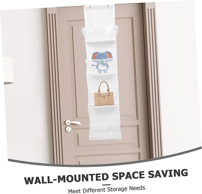 BESTYASH 2Pcs Over Door Storage Bag Organizer Non Woven Cloth Hanging Holder with Multiple Compartments for Bags and Shoes Decor White Grey Combination