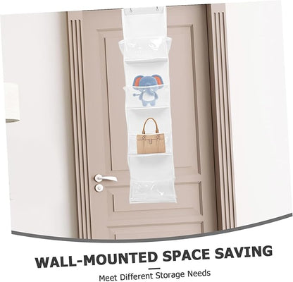 BESTYASH 2Pcs Over Door Storage Bag Organizer Non Woven Cloth Hanging Holder with Multiple Compartments for Bags and Shoes Decor White Grey Combination