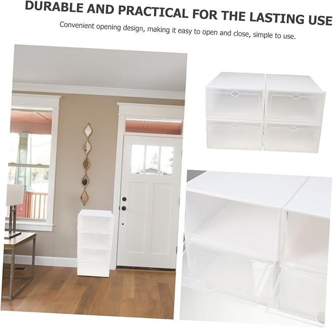 4pcs Thickened Shoe Storage Boxes with Transparent Lid Dustproof Container for Home Organization Multi-functional Shoes Holder for Women Footwear
