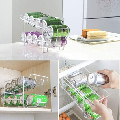 Beverage Can Dispenser, Soda Can Holder, Organizer for Refrigerator, Kitchen, Cabinet, Pantry, Fridge, Countertop, Freezer, 10-Can Capacity