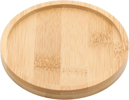 Bamboo Round Tray – 3.7” Outer Diameter, 3.4” Inner Diameter, Reusable Bamboo Plate, Mini Wood Dish for Snacks, Jewelry, Vanity, Candle or Bathroom Decor