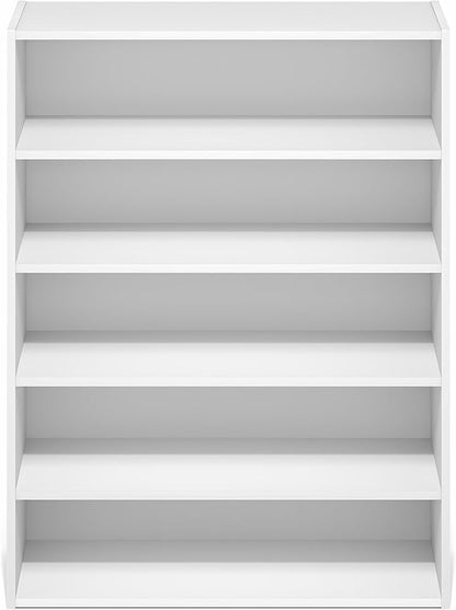 Furinno FANO Shoe Rack, 5-Tier Shoe Organizer, Stackable Shoe Storage, 11.4 x 24.2 x 31.5, for Closet Entryway, Office, Garage, White