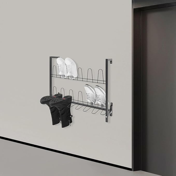 for 3 Tiers Wall Mounted Shoe Rack Metal Shoe Organizer Metal Hanging Shoe Rack