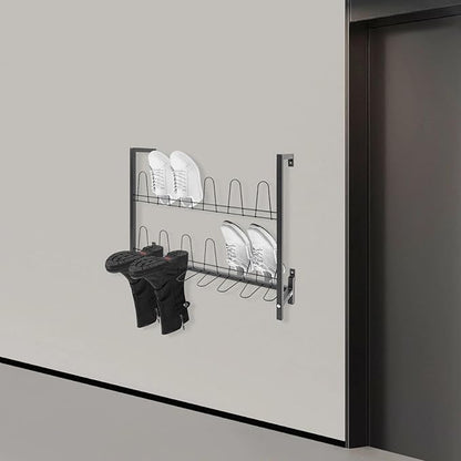 for 3 Tiers Wall Mounted Shoe Rack Metal Shoe Organizer Metal Hanging Shoe Rack