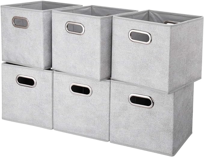 HSDTCollapsible Cloth Cubes Storage Bins Baskets Boxes Grey-White Lattice Pattern 10.5 x 10.5 x 11 Inches - Pack of 6,QY-SC14-6,Brush gradient(Set of 3)