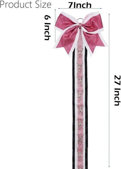 Glitter Large Handmade Cheer Bows Holder, Wall Hanger for Cheerleading Teen Girls High School College Sports, Pink