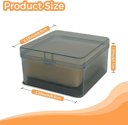 Travel Soap Container with Draining Layer, Square Soap Dish Bar Soap Holder for Shower with Lid Soapbox Bathroom Soap Dishes fit Dr Squatch Bars for Traveling Vonpri (Transparent Black)