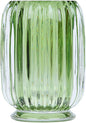 DASITON Makeup Brush holder Organizer,Crystal Cosmetic Makeup Brush Glass Brushes Storage Holder, Vintage Make Up Brush Cup striped vase(Green)