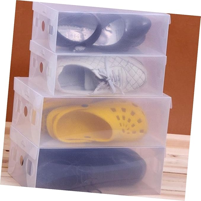 TEHAUX 6PCS Transparent Dustproof Shoe Boxes Plastic Storage Containers with Flip Cover Stackable Shoe Organizers for Home and Shop