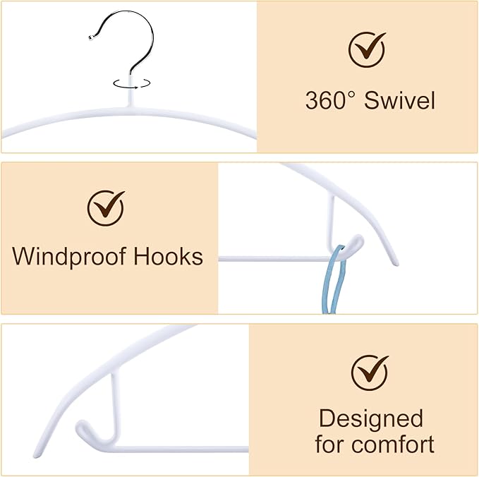 18 Pack Clothes Hangers, PVC Coating Sweater Hangers, 16.5 Inch No Shoulder Bump Coat Hanger, Heavy Duty Non-Slip Metal Hanger for Sweaters, Jackets, Coat, T Shirts (White)