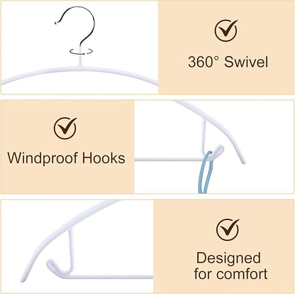 18 Pack Clothes Hangers, PVC Coating Sweater Hangers, 16.5 Inch No Shoulder Bump Coat Hanger, Heavy Duty Non-Slip Metal Hanger for Sweaters, Jackets, Coat, T Shirts (White)