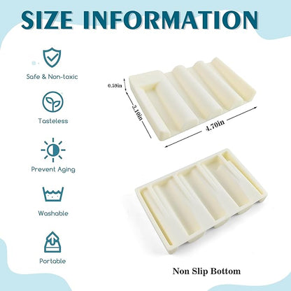 Silicone Soap Dish,Self Draining Soap Holder Perfect for Shower,Bathroom Sink,Kitchen Sink & Travel,Non-Slip Bar Soap Holder Extend Soap Life,Keep Soap Bars Dry & Easy Cleaning Beige-2Pcs