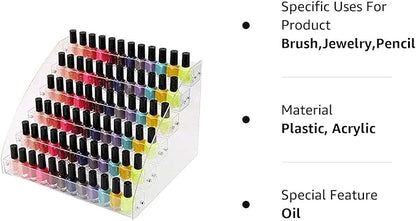 6 Tiers Acrylic Essential Oil Display Rack Nail Polish Organizer Plastic Collection Container for Paints Dropper Bottle Makeup Tabletop Desktop Retail Store Shelf Storage Case Stand Fair Show Holder
