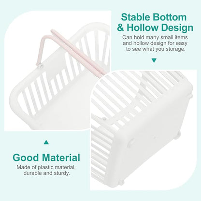 PATIKIL 6PCS Mini Shopping Basket, Small Plastic Basket Mini Storage Basket Grocery Tiny with Handles Organizer Filtered Water for Organizing Toys Eggs Fruits Snacks,White Purple Yellow