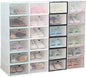 6Pcs Stackable Plastic Shoe Boxes Thickened Shoe Storage Containers with Black Frame for Men Closet Organization