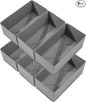 Bructhun Sock Drawer Organizer 6 Pack - Collapsible Fabric Storage Bins for Underwear Divider, Small Closet Organizers with 6 Compartments, Gray