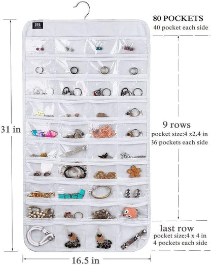 BB Brotrade Hanging Jewelry Organizer,Accessories Organizer,80 Pocket Organizer for Holding Jewelries
