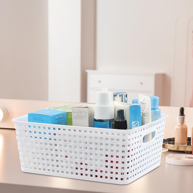 Plastic Storage Baskets for Shelf, 4 Packs