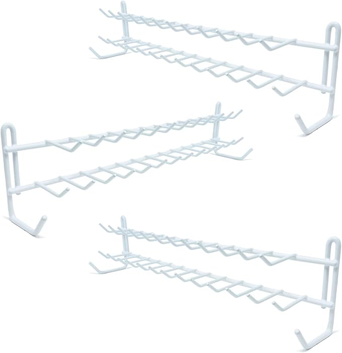 Huji Wall Mount Tie and Belt Rack Organizer, White (3 Pack)…