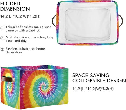 Tie-Dye Rectangular Storage Basket Organizer Bin Shelf Baskets For Clothes Gifts For Home Office Dorm