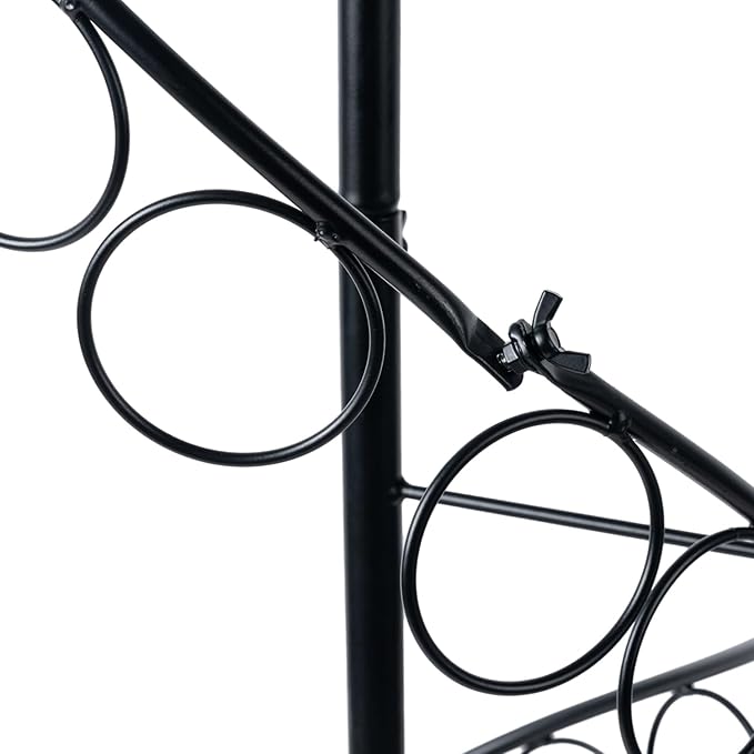 MyGift Black Metal Freestanding Scarf Holder Stand and Belt Display Organizer with 25 Rings and Spiral Design, Decorative Shawl and Scarves Rack