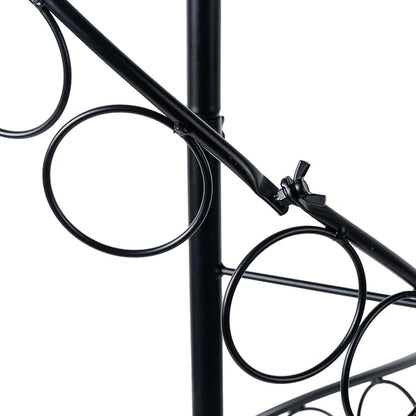 MyGift Black Metal Freestanding Scarf Holder Stand and Belt Display Organizer with 25 Rings and Spiral Design, Decorative Shawl and Scarves Rack