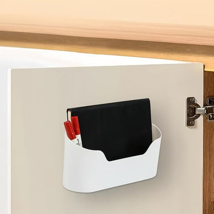 2 Packs Cabinet Door Organizer, Wall storage basket for Bathroom,Kitchen,Cabinet, Living Room,Office, Wall basket organizer with Self-adhesive hook, 9x4.2x2.5inches