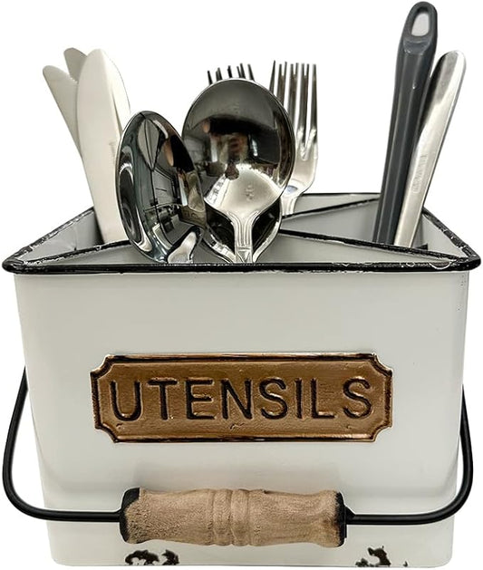 Portable Metal Storage Caddy Organizer with 4 Compartments & Handle, Perfect for Neatly Sorting Kitchen, Office & Bathroom Items，