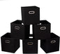 Fabric Cloth Storage Bins,Fabric Cube Organizer with Dual Handles Foldable Cube Storage Baskets for Home Bedroom Storage,Set of 6, Black
