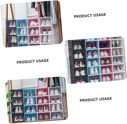 Unomor 6pcs Stackable Plastic Shoe Boxes Organizer for Men's Footwear Sturdy Storage Container Lids for Closet and Entryway