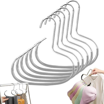 Durable Steel Hangers: Maximize Closet Space with Versatile Storage, Multifunctional Stainless Steel Hat Hangers, Heavy Duty Space Saving Closet Organizer for Hats, Scarves, Belts (Gray,6PCS)