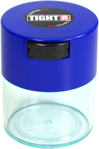 Tightvac - Premium Airtight Herb Storage Container - Holds ½ oz to 3 ounces - Keep Your Herbs and Dry Goods Fresh and Flavorful. Clear Blue