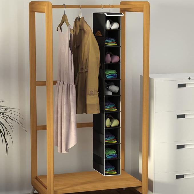 Libeder 10-Shelf Hanging Closet Organizer with 6 Mesh Side Pockets