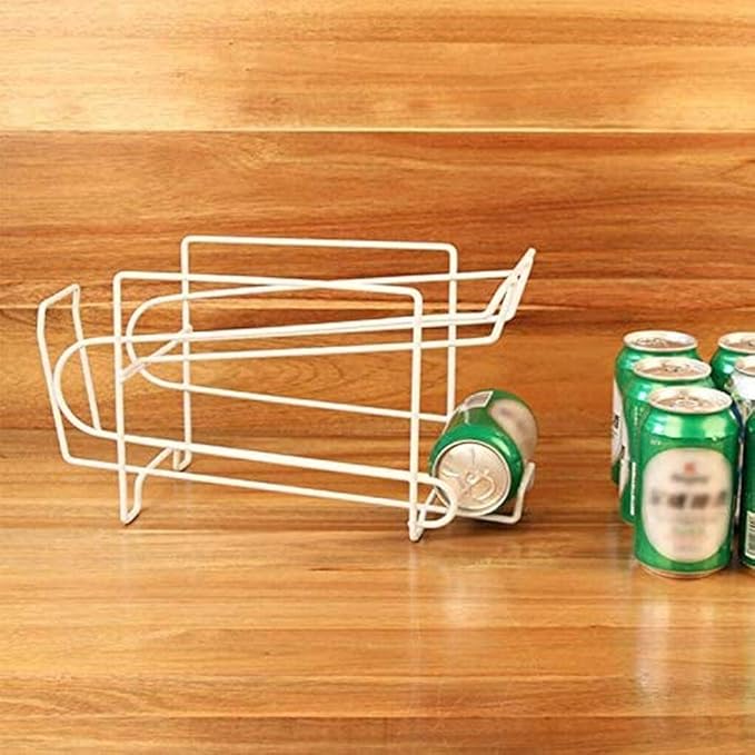 ausuky 2 Tier Metal Can Dispenser Refrigerator Beverage Rack Storage Holder for Soda Beer Coke