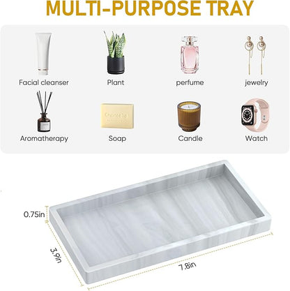 Silicone Bathroom Tray,Shatterproof Silicone Tray for Bathroom Counter,Small Vanity Tray for Bathroom Soap Dispenser Tray Toilet Tank-7.8 * 3.9in