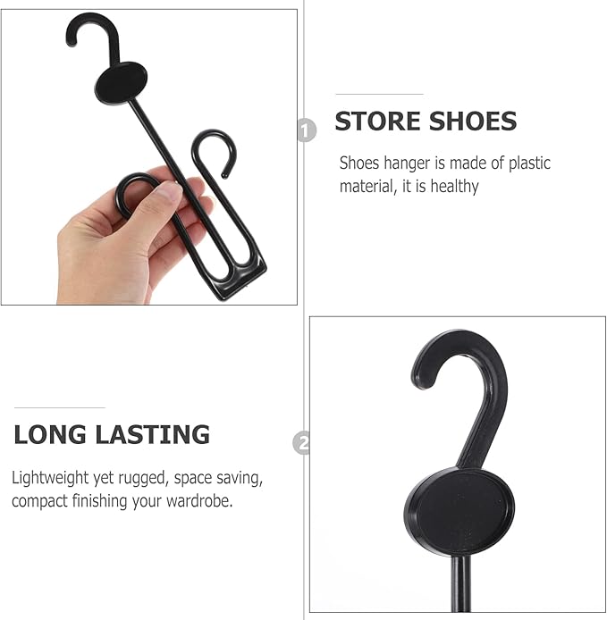 LIOOBO 15PCS Shoe Display Hook Shoes Hanger Organizer Drying Rack Plastic Sneaker Holder Storage for Closet Organizing Shop Home Supermarket Mall Black