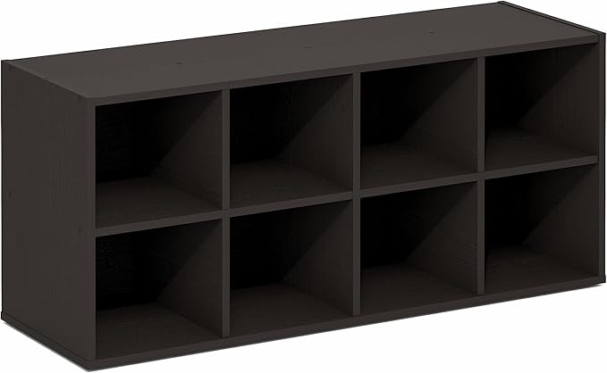Furinno FANO Shoe Rack, 8-Cube Shoe Organizer, Stackable Shoe Storage, 11.7 x 35.9 x 15.6, for Closet Entryway, Office, Garage, Black Dark Oak